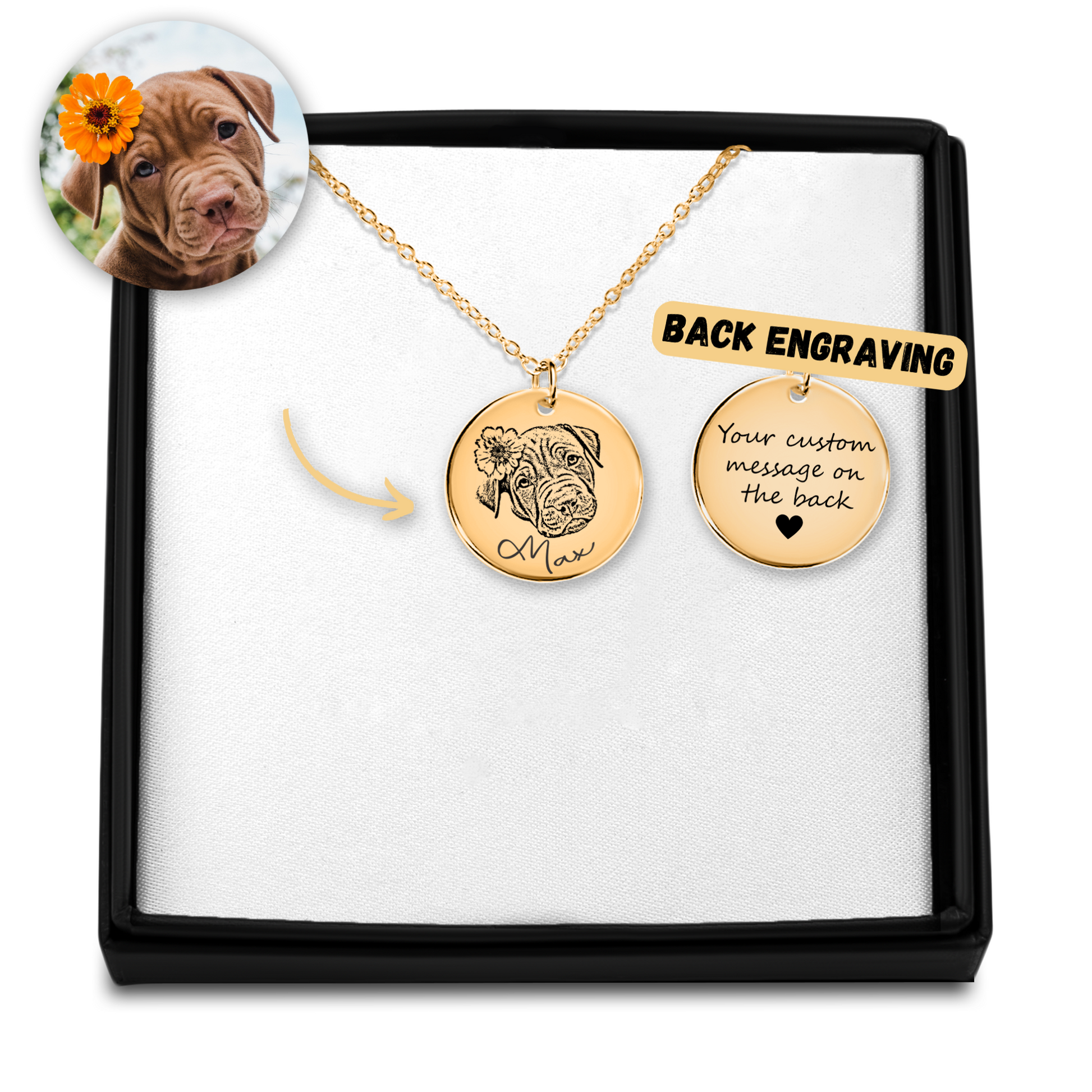 Personalized Pet Necklace | Dog Portrait Necklace | ZwoLife